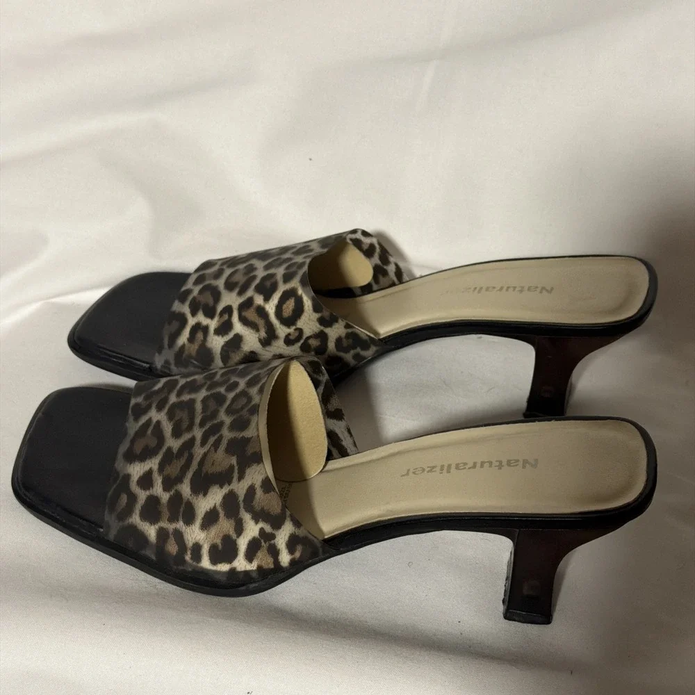 Naturalizer‎ Women's Open Toe Sandle Slip On Mule Cheetah Print Size 8